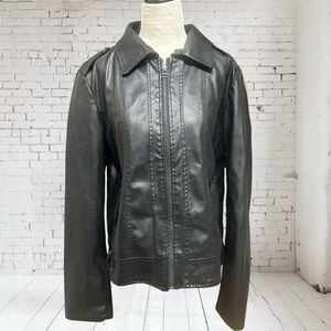Black Faux Leather Jacket XL